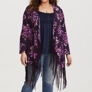 Torrid Floral Print Fringe Kimono